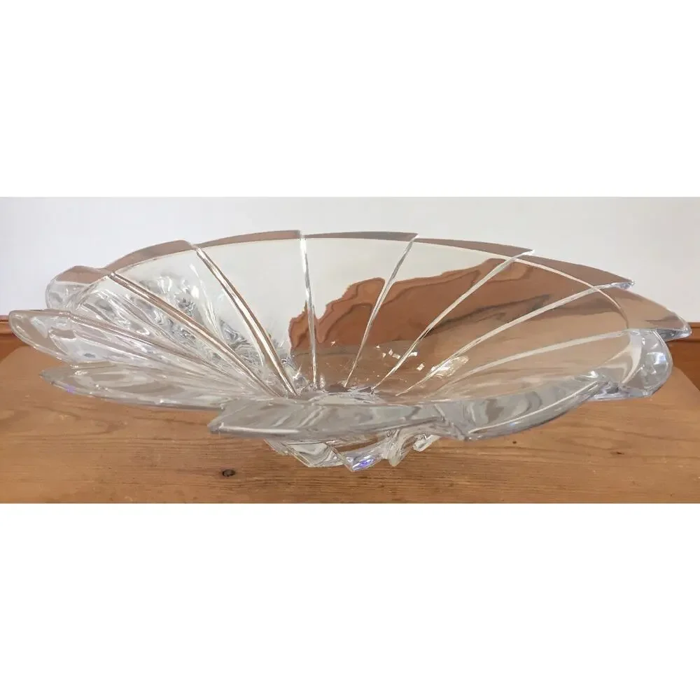 Mikasa Elite Heavy Lead Crystal Vista Modern Glass Centerpiece Display Bowl 14